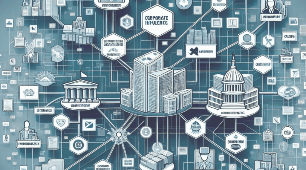 Illustration demonstrating corporate influence on legislation and business and human rights accountability